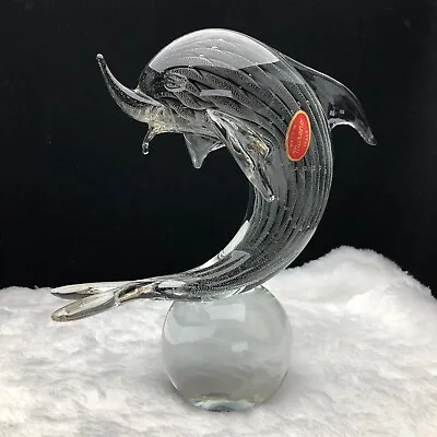 Vintage Murano Italy Controlled Bubble Dolphin Art Glass Figurine Sculpture • $60