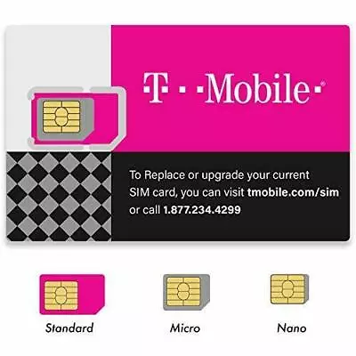 T-Mobile SIM Card Micro/Nano/Standard GSM 4G/3G/2G LTE Prepaid/Postpaid Starter • $4.49