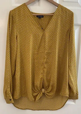 MAX EDITION Top Women's Size Medium Gold Faux Wrap Long Sleeve Top NWT • $8.95