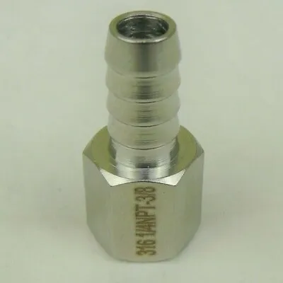 316 Stainless Steel 3/8  HOSE BARB To 1/4  FEMALE NPT SS Pipe Fitting Coupler • $8.95