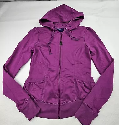 Miley Cyrus Max Azria Zip Front Hooded Jacket Pockets Fuchsia Med Pit - Pit 16in • $17.39