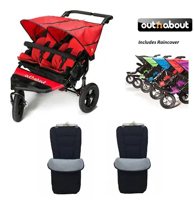 £549 • Buy Out N About Double Nipper 360 V4/2 Universal Footmuffs/Raincover - Carnival Red