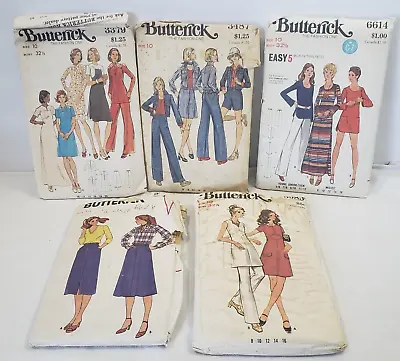 Vintage BUTTERICK  Pattern LOT Of 5-Size 10 CUT 1970s ? 3379 3487 5983 6614 6626 • $7.99