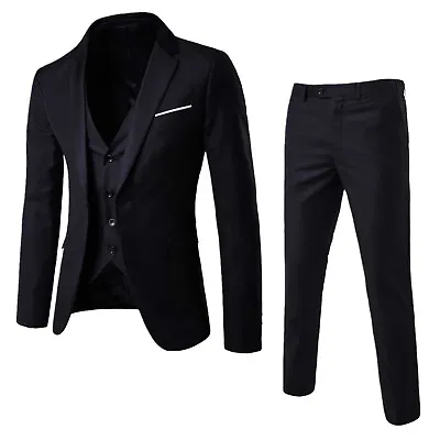 Men's Suits One Button Slim Fit 3-Piece Suit Business Formal Jacket Pants Set • $35.47