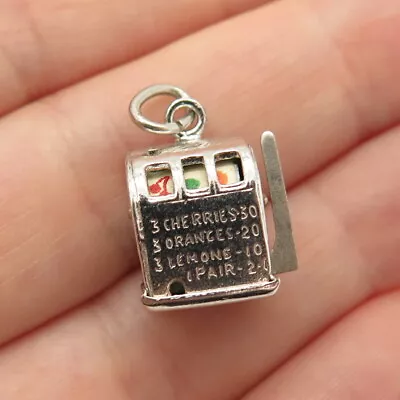 $39.95 • Buy 925 Sterling Silver Vintage Colorful Enamel Slot Machine Charm Pendant