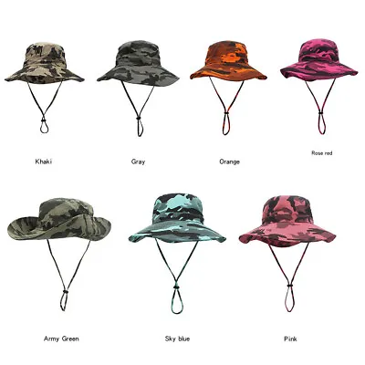 Camouflage Sunscreen Sunshade  Wide Brim Hat Outdoor Camping Fishing Bennie Cap • $18.04