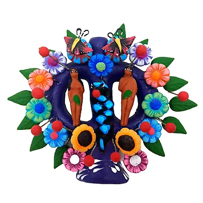Mexican Pottery Tree Of Life Metepec Arbol De Vida Folk Art Adam Eve Snake 5in • $52