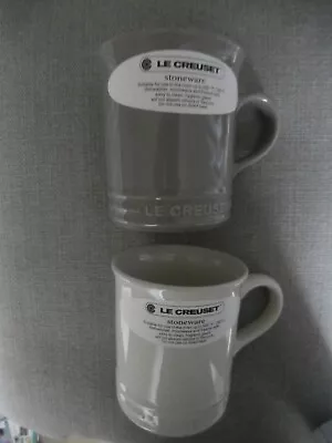 LE CREUSET COFFEE MUG PAIR 400ML Gris / Creme Coloured NEW • £27.95