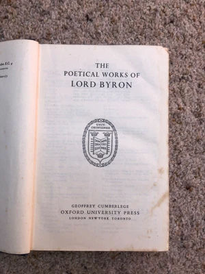 £10 • Buy The Poetical Works Of Lord Byron Hardback Book From 1950 Preston Grammar School