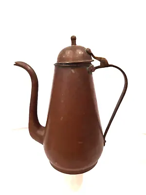 Vintage Copper Coffee Tea Pot With Handle & Lid Old Patina • $18.85