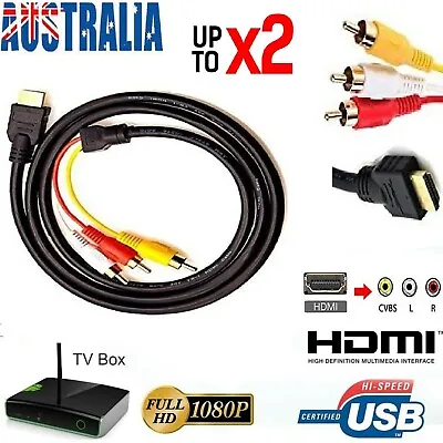 1080P HDMI Male To 3 RCA S-video AV Audio Converter Cable Adapter TV HDTV DVD • $10.99