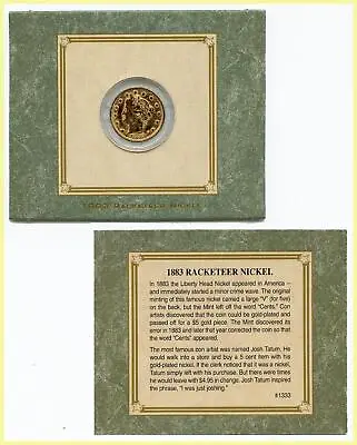 1883 No Cents Gold Racketeer Nickel American Historic Society Encased Packaging • $51.61