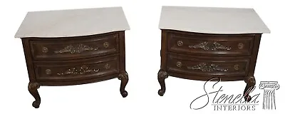 L62085EC: Pair JEFFCO French Style Marble Top Nightstands • $1595