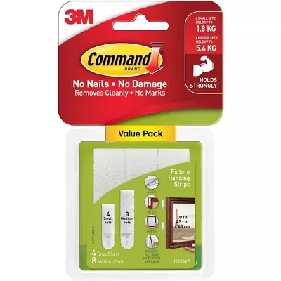 NEW 3M Command Picture Hanging Strips Small Medium Combo Pack White • $25.95