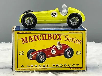 Matchbox Lesney#52A Maserati Racing Car 1958 MintGenuine In Orig”D” Box N.O.S • $234