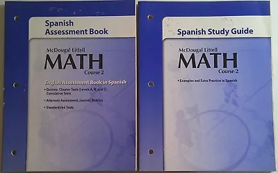 McDougal Littell Math Course 2 : Spanish Assessment + Study Guide 9780618740703 • $22.50