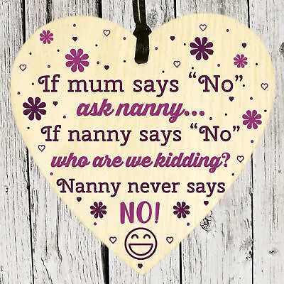 £3.49 • Buy Funny Novelty Gifts For Her Nanny Nan Grandma Birthday Cards Wooden Heart Plaque