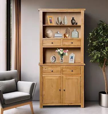 Small Oak Dresser Display Cabinet | Narrow Storage Cupboard | Solid Wood Unit • £659.99