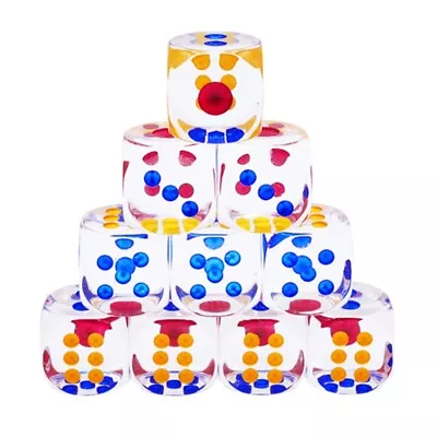 10x Acrylic Crystal Transparent 6 Sided Colorful Dice Casino Poker Game Dices • $23.78