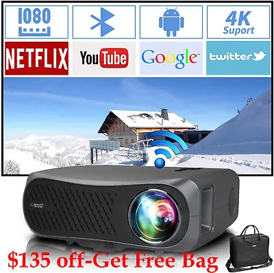 $560 • Buy 10000Lumens 4K Video Smart Projector 5G WiFi Native 1080p Android 6.0 Blue Tooth