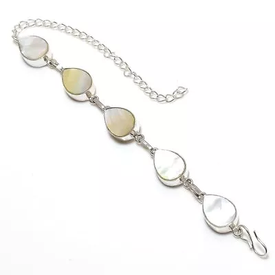 Mother Of Pearl Gemstone Handmade 925 Sterling Silver Bracelet 7-8  • $23.75