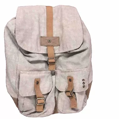 Mossimo Supply Co Backpack Tan Canvas 2 Outer Pockets Snap Closures • $16