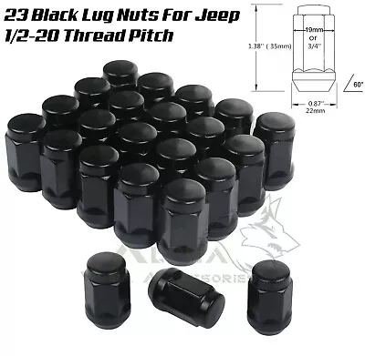 23 Black Jeep Lug Nuts 1/2x20 Bulge Acorn Closed End For Jeep Wrangler JK TJ YJ • $19.49