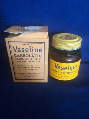 Vintage Vaseline Carbolated Petroleum Jelly Jar Org Box • $15