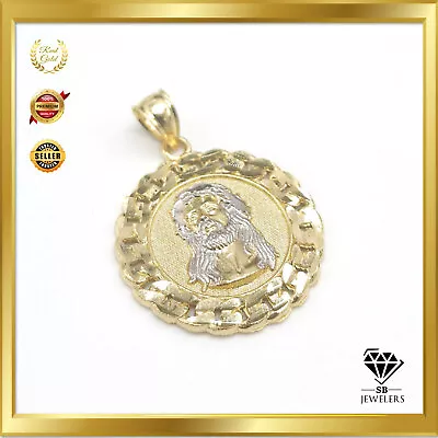 10k Yellow And White Gold Round Shape Jesus Head Pendant 1.9g Charm For Church • $104.89