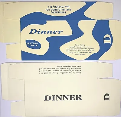 US Army K Ration Dinner Replica Box And Inner Sleeve (B1) • $6.17