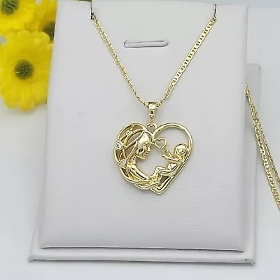 14K Gold Plated Women's. Mom & Baby Love Heart Pendant Necklace. Family. Mother • $13.50