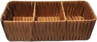 $22.15 • Buy Lehom Three Separate Compartments Toilet Paper Basket Woven Storage Organizer De