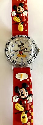 Disney MICKEY MOUSE Red Band Time Teacher Watch - Running - SEE VIDEO • $14.99