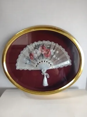 Vintage Framed & Signed Hand Painted Hand Fan • $65