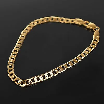 18K Gold Filled Men's Bracelet Chain Plated Birthday Gift Bag *FREE* • £12.99