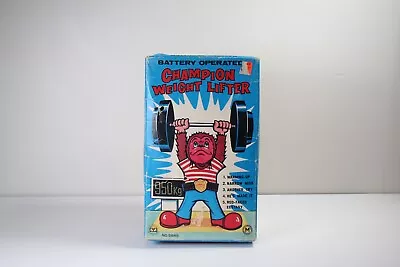 Champion Weight Lifter With Box Vintage Battery Operated Yano Man Toys No. 5885 • $60