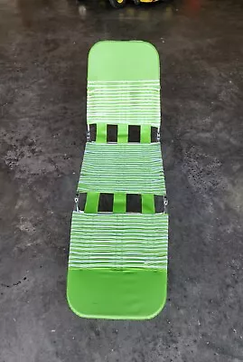 Vintage Folding Lawn Lounge Chair Beach Deck Pool Vinyl Tube Plastic Lime Green • $55