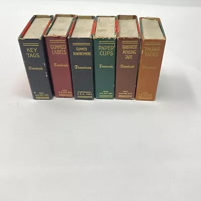 Denison’s Little Office Supply Library 6 Miniature Books Clips Labels Vintage • $24.15