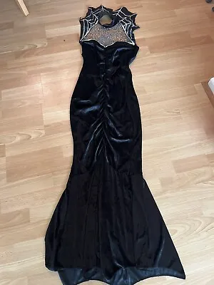 Adult Vampire Black Cobweb Long Dress Gown « Morticia » I Piece • $20.99