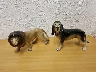 Large Ceramic Melba Ware Lion And Hound Dog  Vgc • £24.99