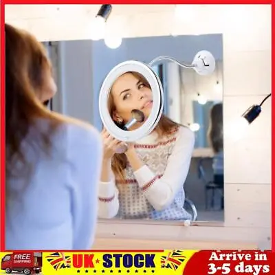 10X Magnifying Suction Mirror With LED Light Bathroom Mirror For Home And Travel • £10.25