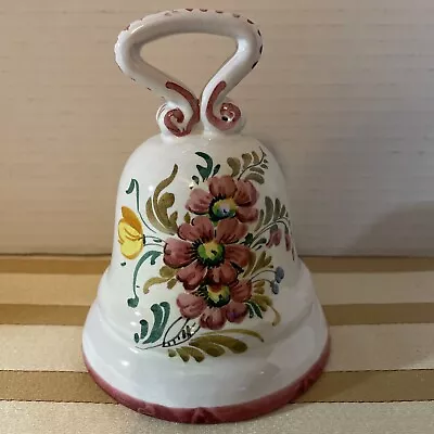 Italy Hand Painted 5” Signed Numbered Loop Handle Bell Floral Art Vintage VTG • $14.50