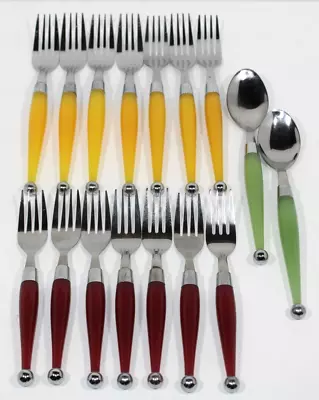 Mid-Century Stainless Steel Flatware Carnival Multi Color 16 Pce Set Cambridge • $28.80