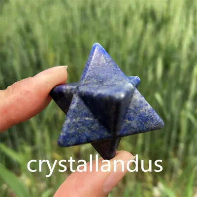 £9.49 • Buy 1pc Natural Lapis Lazuli Jasper Merkaba Star Carved Quartz Crystal Pendant 