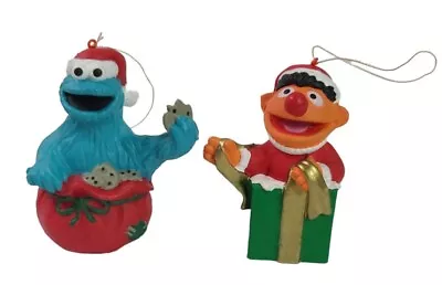  TWO Christmas Ornaments SESAME STREET Jim Henson MUPPET COOKIE MONSTER- ERNIE  • $11.99