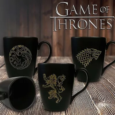 Official Game Of Thrones Coffee Tea Mug Cup Lannister Stark Targaryen Black • £9.98