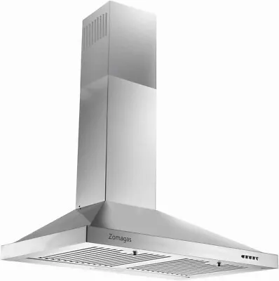 24 Inch Wall Mount Range Hood Tempered Glass 3-Speed 450 CFM W/ Chimney LED Lamp • $119.99