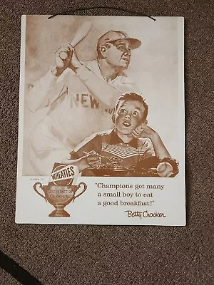 BABE RUTH WHEATIES BREAKFAST OF CHAMPIONS B & W 11 X 14 Poster Board PICTURE  • $18