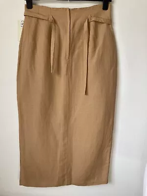 £19.99 • Buy Vintage River Island Charlotte Halton Carmel Skirt UK16 EUR44 Linen Rich 
