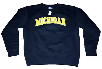 Michigan Sweatshirt Pullover WOLVERINES ARCHING NAVY YELLOW CREWNECK L LG NWT • $23.99